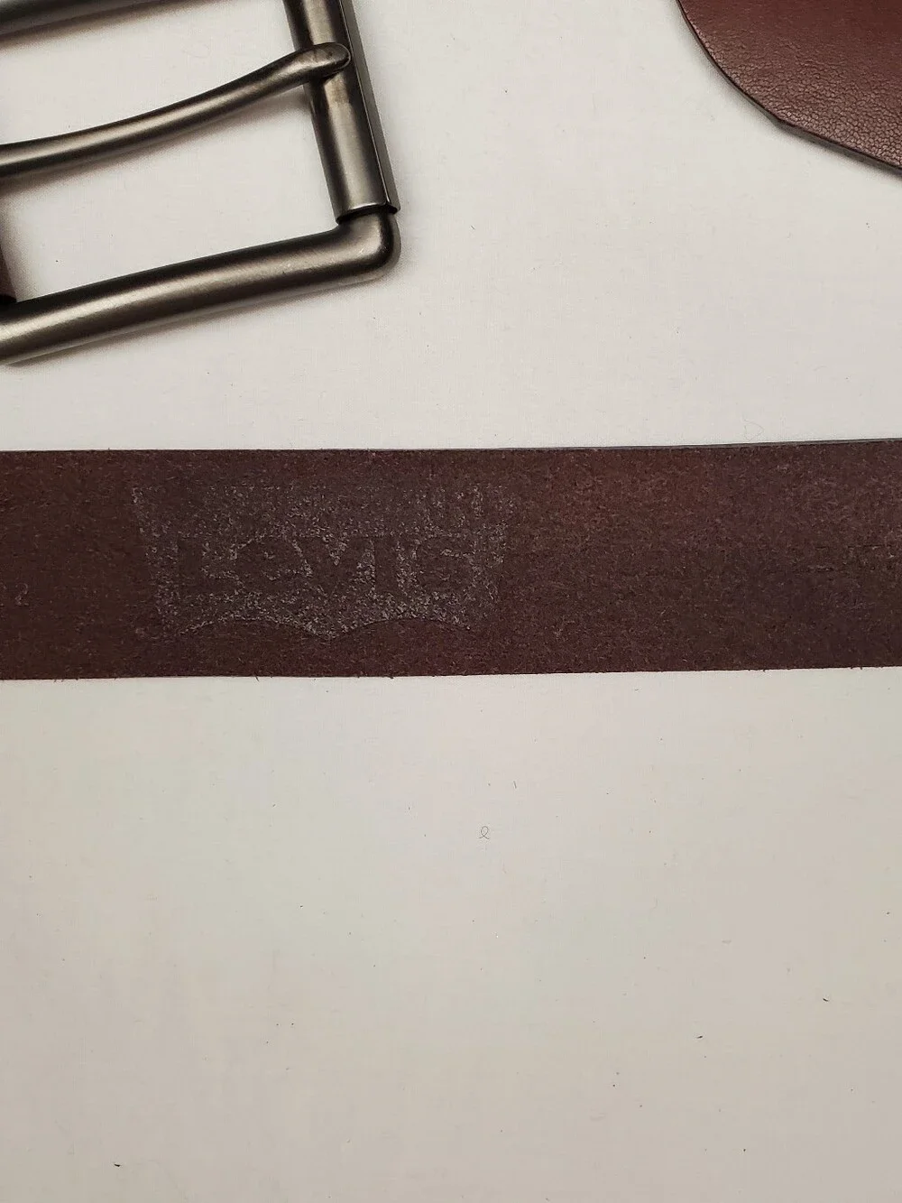 Levi's Mens Brown Leather Belt Silver Buckle Genuine Leather Size 32-36